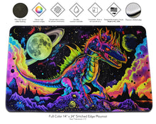 Load image into Gallery viewer, Convixxion Neon Alien Dragon Dinosaur Galactic Neoprene Playmat Information Specs