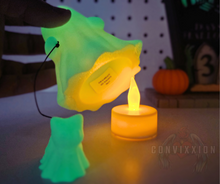 Load image into Gallery viewer, Convixxion 3D Fairy Collab Ghost Walking a Cat Figurine FLameless LED Tealight