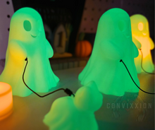 Load image into Gallery viewer, Convixxion 3D Fairy Collab Ghost Walking a Cat Figurine Glow in the Dark