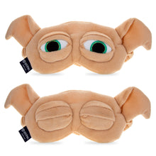 Load image into Gallery viewer, Harry Potter Dobby sleep mask by Mad Beauty, shown twice on a white background, with the top mask displaying Dobby’s face with open green eyes and the bottom mask showing the same mask with eyes closed, both with floppy ears.