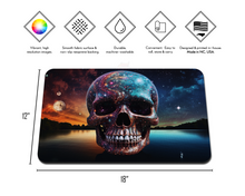 Load image into Gallery viewer, Galaxy Skull Neoprene Playmat Skull at Lake with Dusk Moon & Starry Night Design