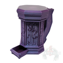 Load image into Gallery viewer, Front view of the closed Cyber Tankard, with the lid secured.