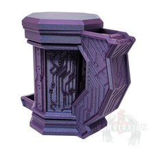 Load image into Gallery viewer, Left side view of the Cyber Tankard, highlighting the intricate, high-tech aesthetic from this angle.