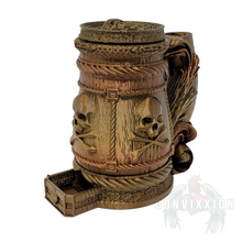Load image into Gallery viewer, Front view of the closed Pirate’s Grog Can Holder and Dice Tower. The lid is on, and there are no dice or can visible.
