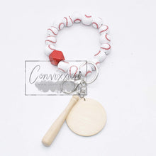 Load image into Gallery viewer, Exclusive Baseball Bracelet Wristlet with Wooden Bat and Disc Laser Blank -  LOW STOCK