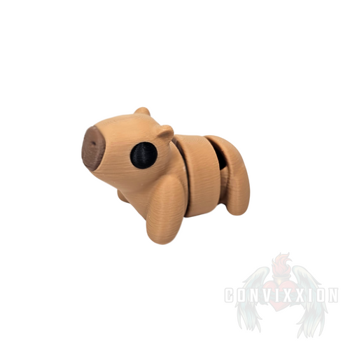 Cute Capybara Pocket Pet Articulating Figure Brown Black and Tan - Convixxion