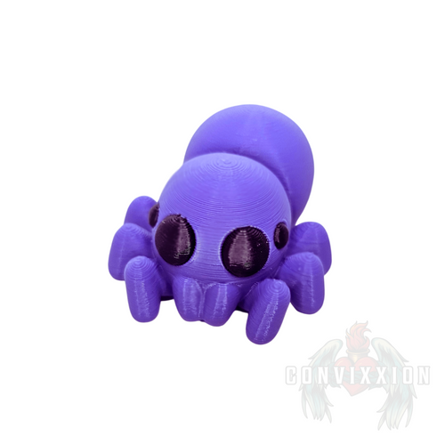 3d printed mini spider, purple with black eyes - Convixxion