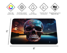Load image into Gallery viewer, Galaxy Skull Neoprene Playmat Skull at Lake with Dusk Moon &amp; Starry Night Design
