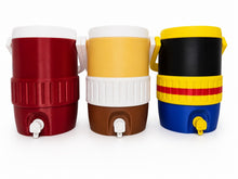 Load image into Gallery viewer, Convixxion custom color 12 oz can coolers with interchangeable lids in red, yellow, and multi-color designs.
