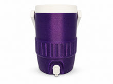 Load image into Gallery viewer, Convixxion purple 12 oz can cooler made of plant-based PLA with a white interchangeable lid and integrated handle.
