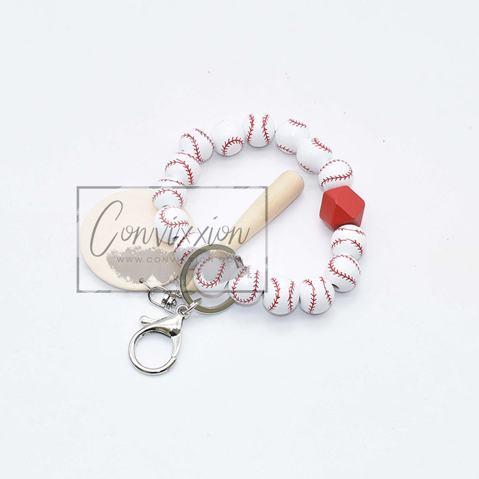 Exclusive Baseball Bracelet Wristlet with Wooden Bat and Disc Laser Blank -  LOW STOCK