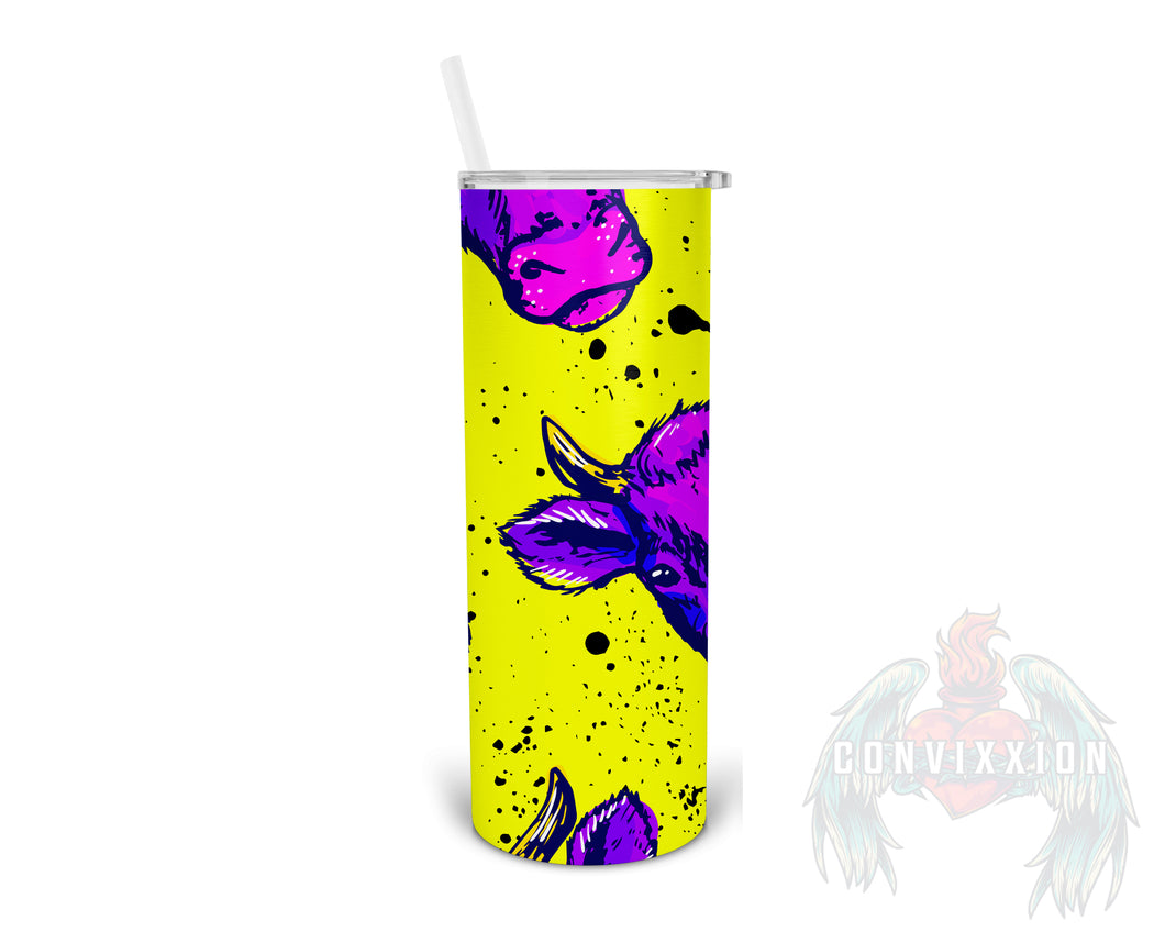 Psychedelic Biohazard Cow 20 oz Ounce Insulated Tumbler