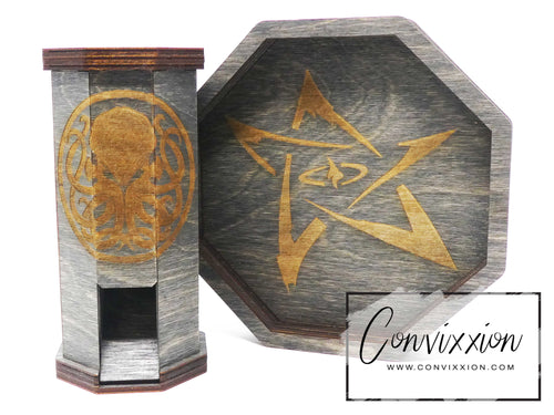 Convixxion Cthulhu Deluxe Dice Tower Set in Elegant Wood Finish